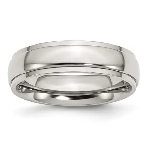 Chisel Jewelry Stainless Steel Ridged Edge 6mm Polished Band