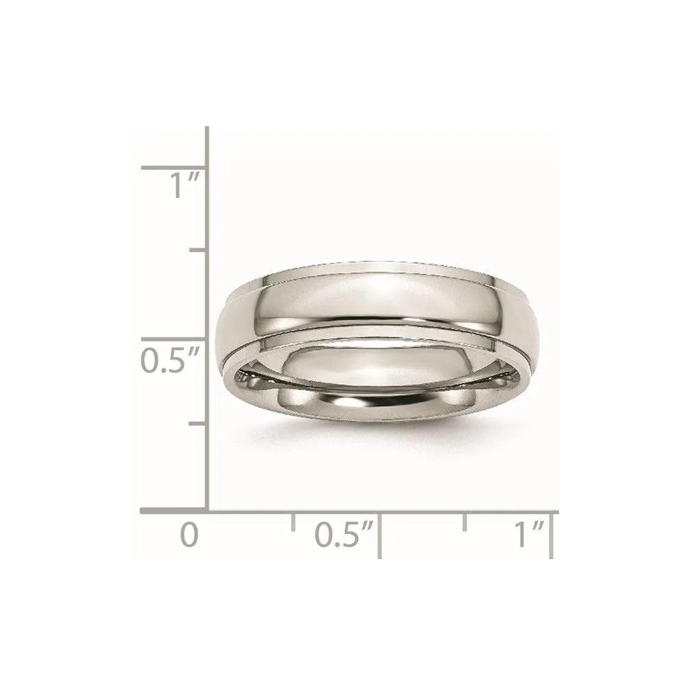 Chisel Jewelry Stainless Steel Ridged Edge 6mm Polished Band