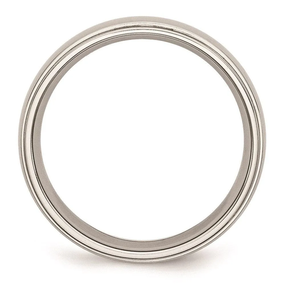 Chisel Jewelry Stainless Steel Ridged Edge 6mm Polished Band