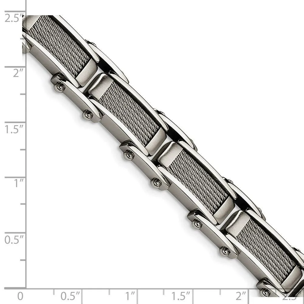 Chisel Jewelry Stainless Steel Wire Brushed & Polished 8.5in Bracelet
