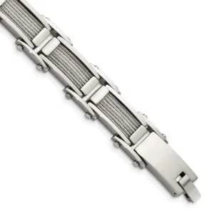 Chisel Jewelry Stainless Steel Wire Brushed & Polished 8.5in Bracelet