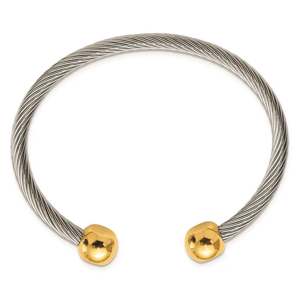 Chisel Jewelry Stainless Steel Yellow IP-plated Cuff Bangle