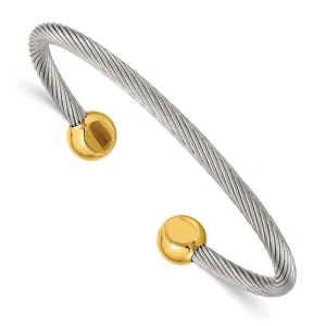 Chisel Jewelry Stainless Steel Yellow IP-plated Cuff Bangle
