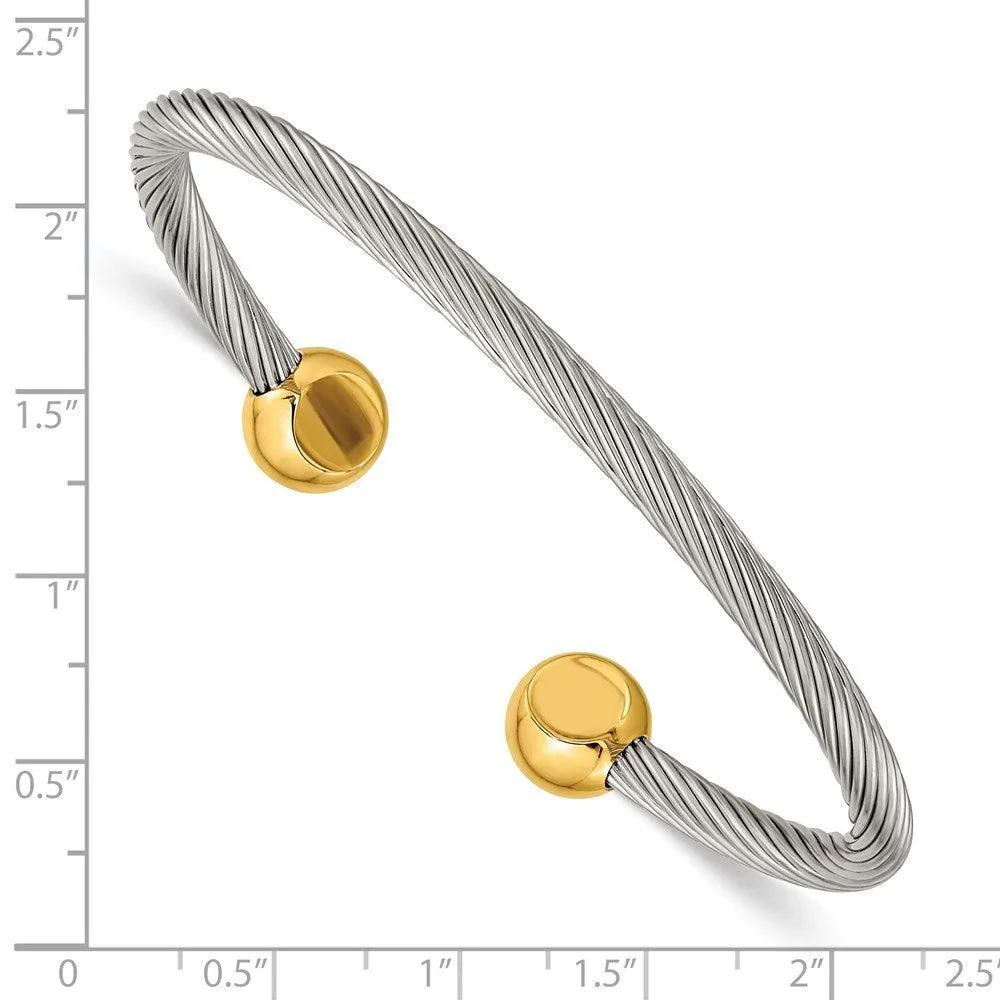 Chisel Jewelry Stainless Steel Yellow IP-plated Cuff Bangle