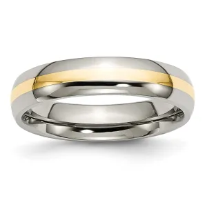 Chisel Jewelry Titanium 14k Yellow Inlay 5mm Polished Band | TB221