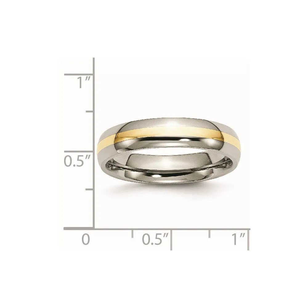 Chisel Jewelry Titanium 14k Yellow Inlay 5mm Polished Band | TB221