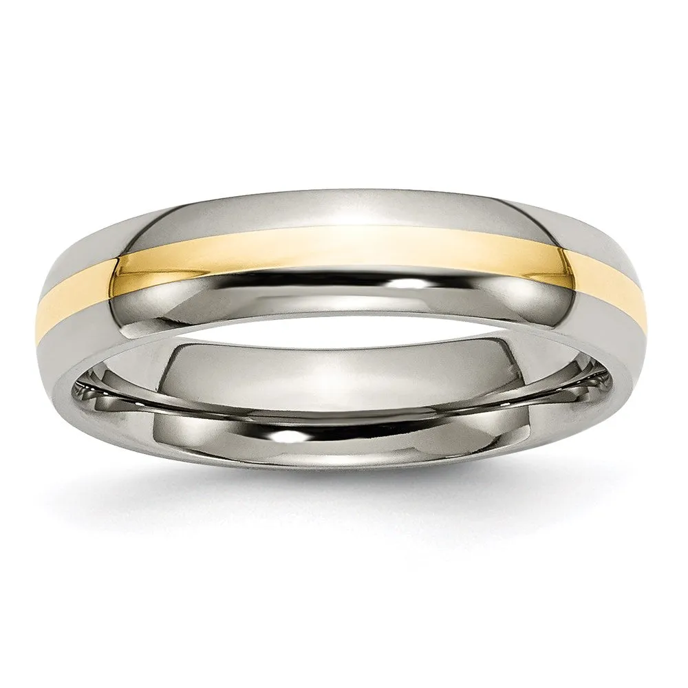 Chisel Jewelry Titanium 14k Yellow Inlay 5mm Polished Band | TB221