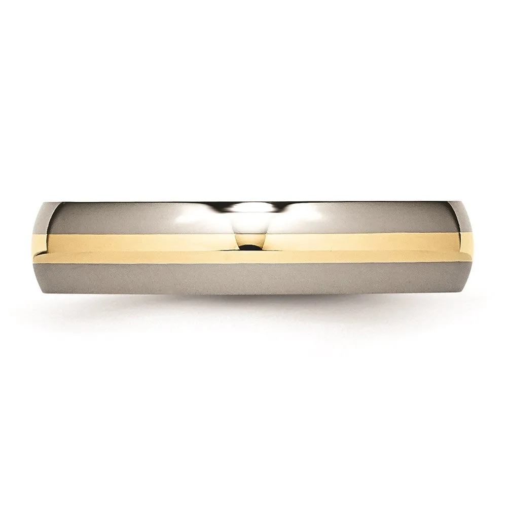 Chisel Jewelry Titanium 14k Yellow Inlay 5mm Polished Band | TB221