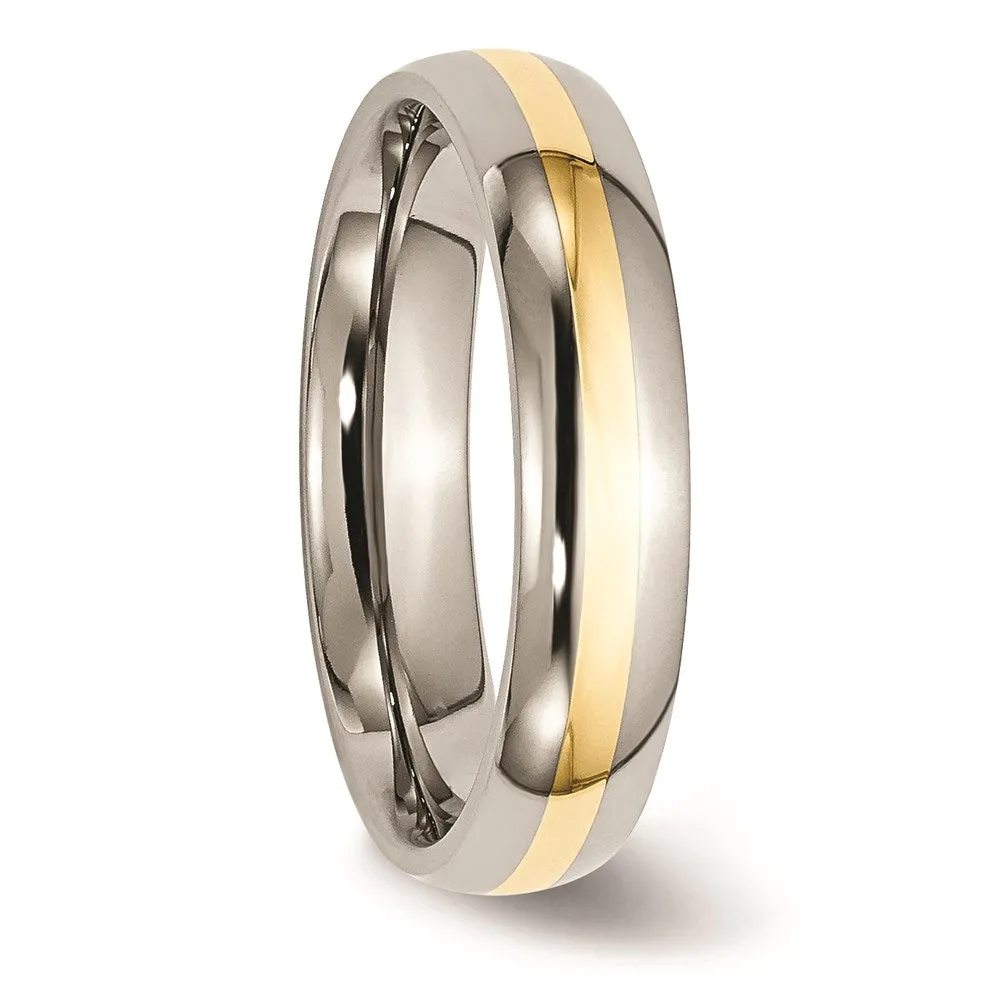 Chisel Jewelry Titanium 14k Yellow Inlay 5mm Polished Band | TB221