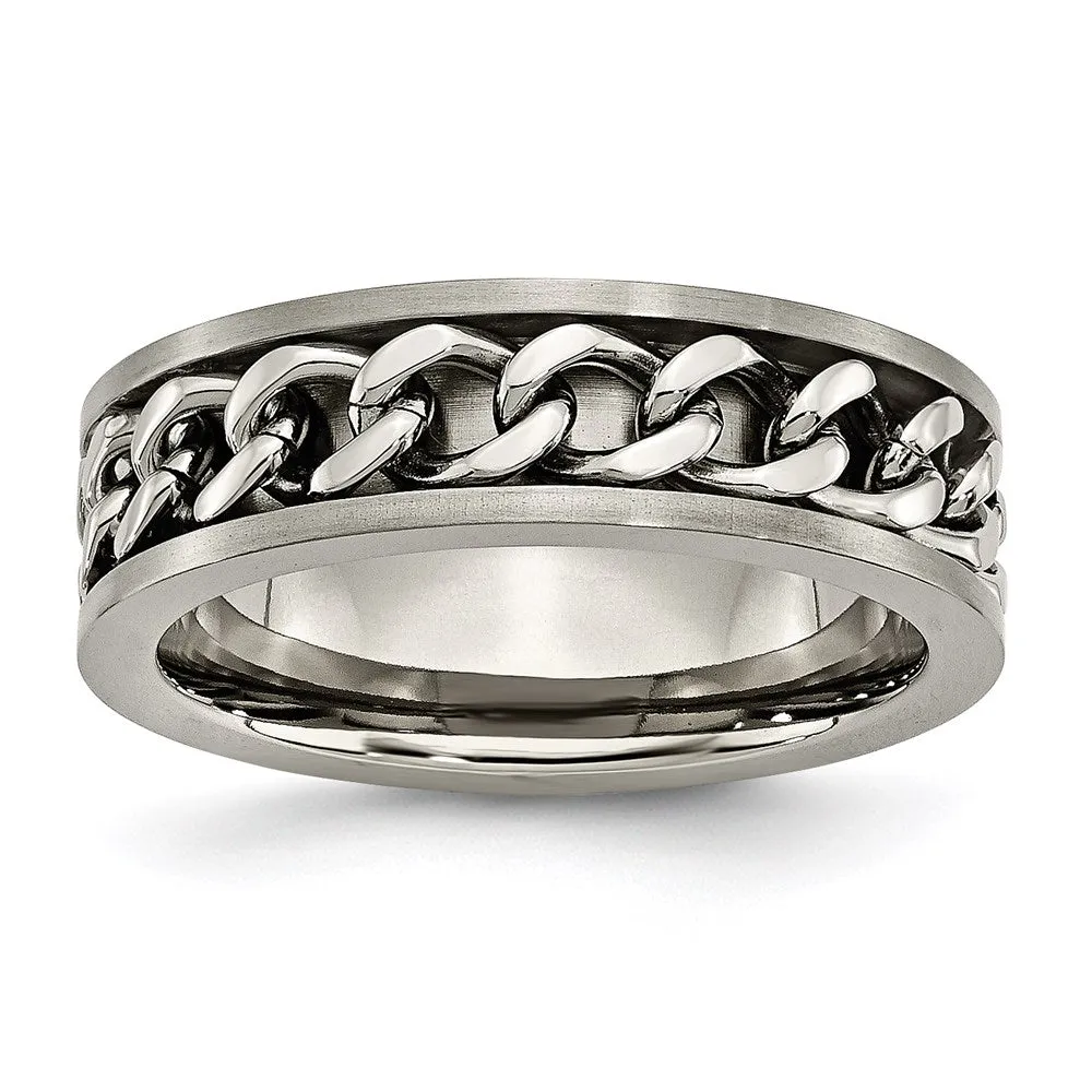 Chisel Jewelry Titanium 7mm Chain Inlay Brushed Band