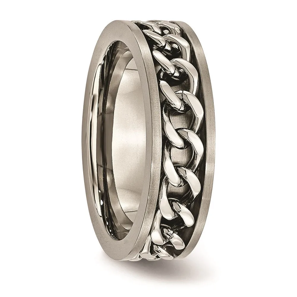 Chisel Jewelry Titanium 7mm Chain Inlay Brushed Band