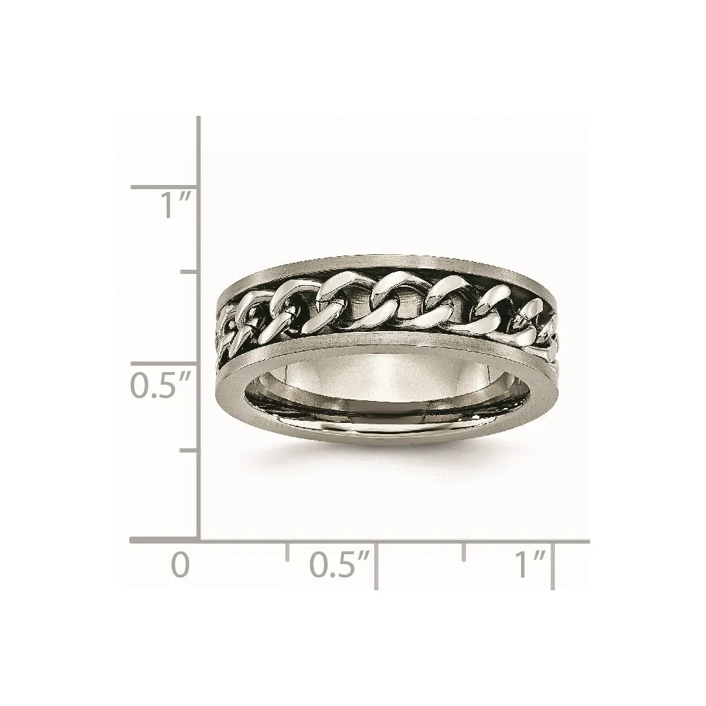 Chisel Jewelry Titanium 7mm Chain Inlay Brushed Band