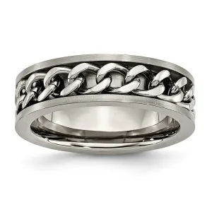 Chisel Jewelry Titanium 7mm Chain Inlay Brushed Band