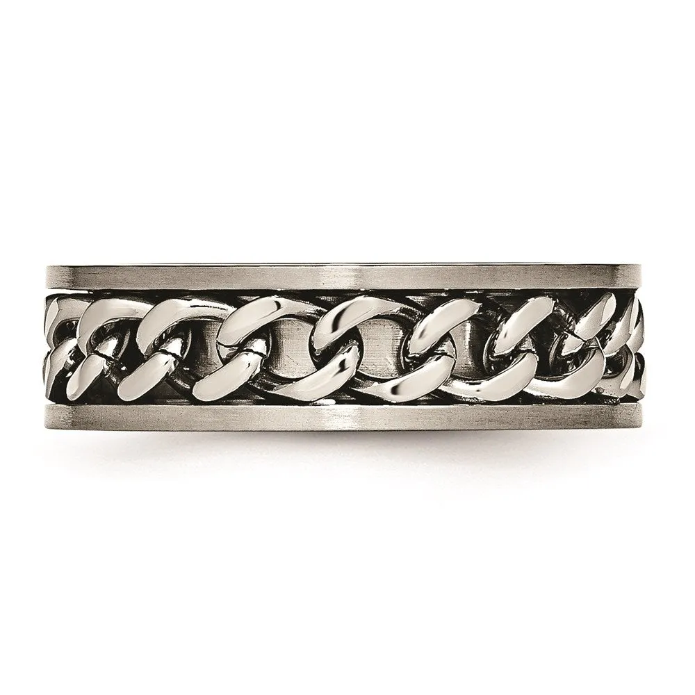 Chisel Jewelry Titanium 7mm Chain Inlay Brushed Band