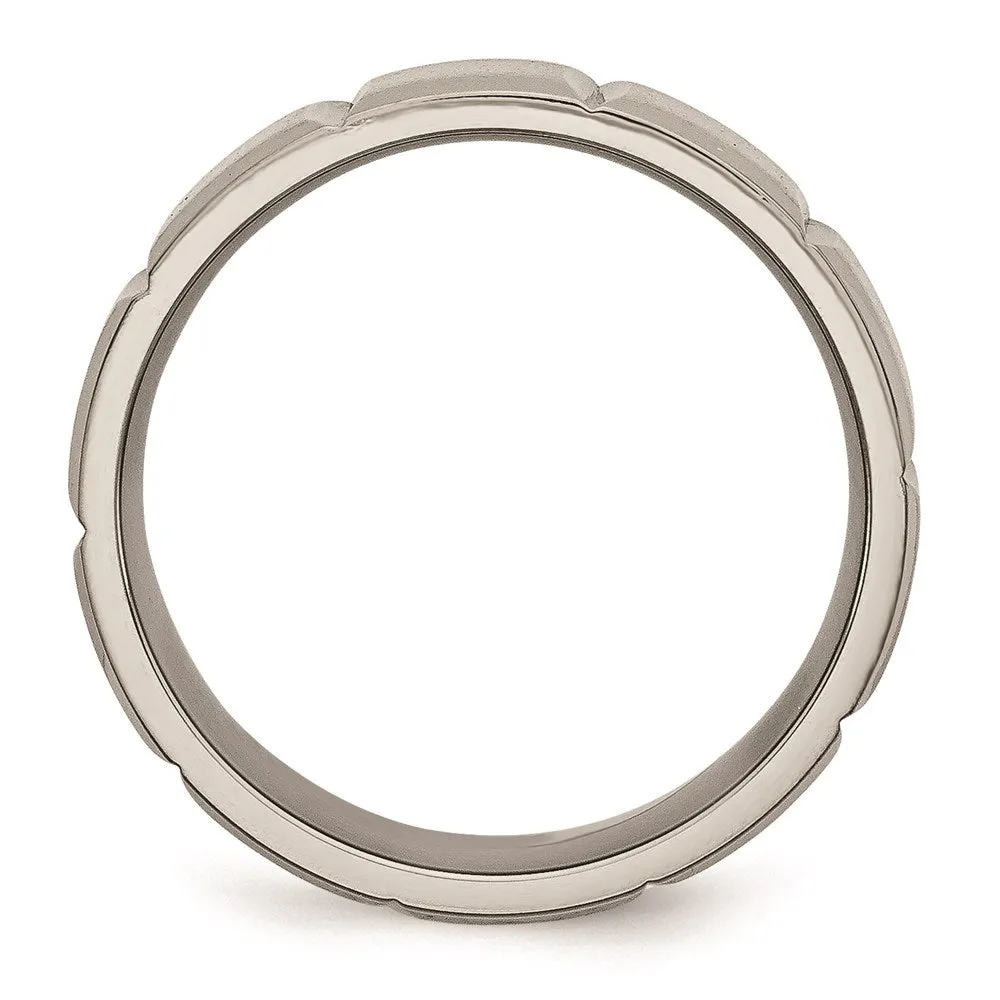 Chisel Jewelry Titanium 8mm Grooved Satin & Polished Band | TB324