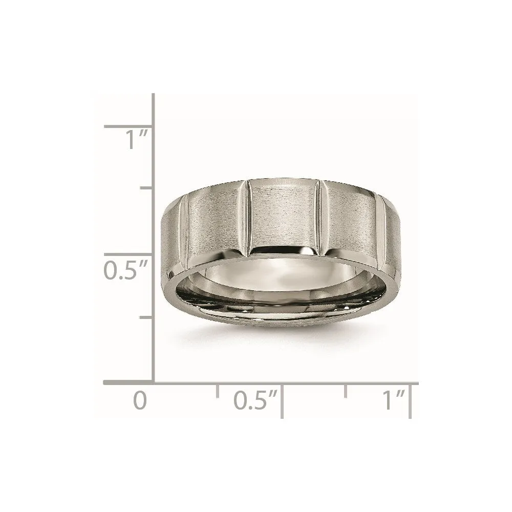 Chisel Jewelry Titanium 8mm Grooved Satin & Polished Band | TB324