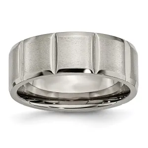 Chisel Jewelry Titanium 8mm Grooved Satin & Polished Band | TB324