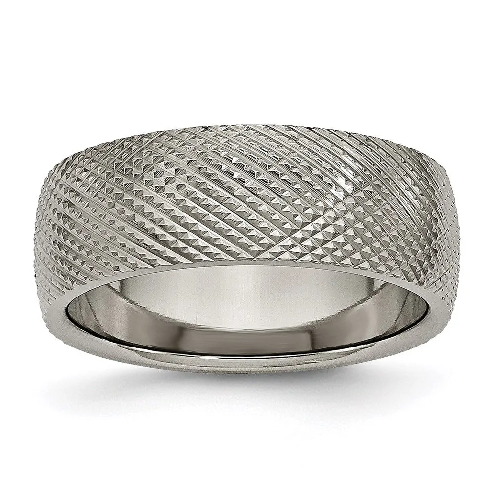 Chisel Jewelry Titanium 8mm Textured Band | TB339