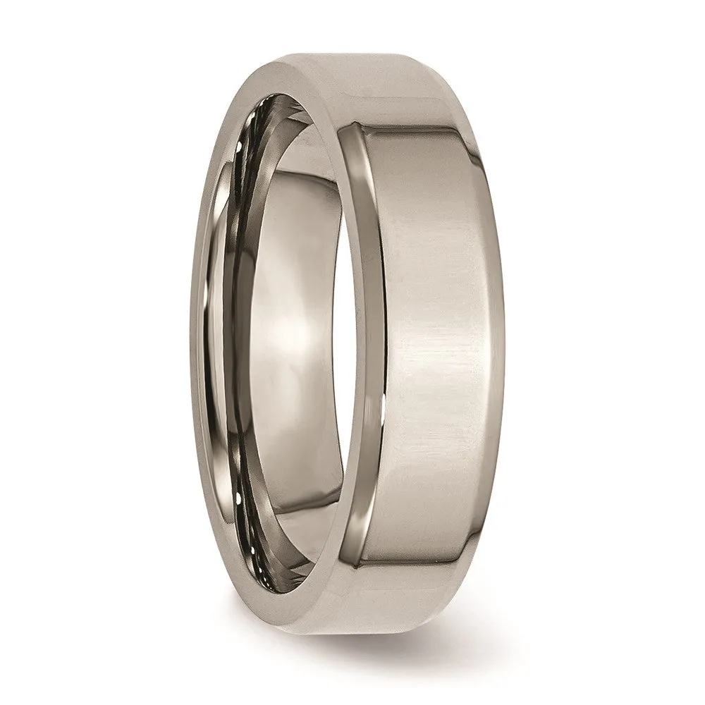 Chisel Jewelry Titanium Beveled Edge 6mm Polished Band | TB156