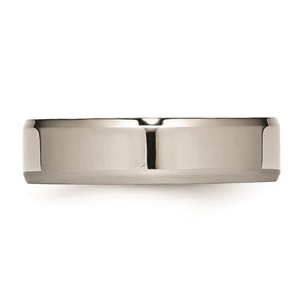 Chisel Jewelry Titanium Beveled Edge 6mm Polished Band | TB156