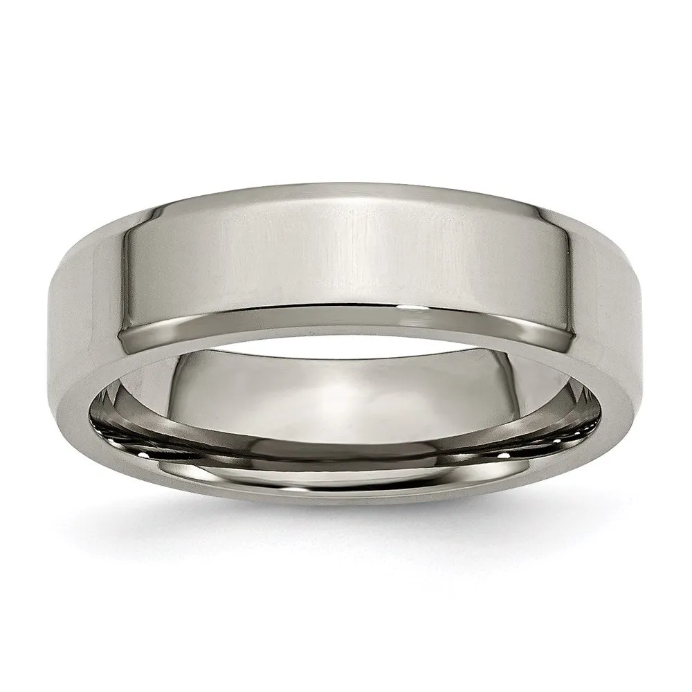 Chisel Jewelry Titanium Beveled Edge 6mm Polished Band | TB156