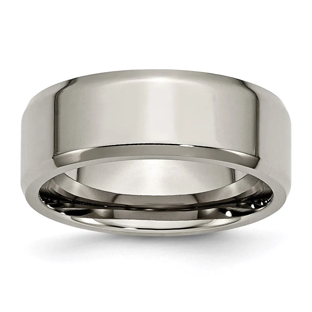 Chisel Jewelry Titanium Beveled Edge 8mm Polished Band | TB157