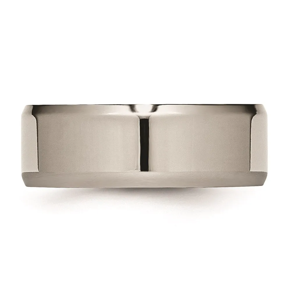Chisel Jewelry Titanium Beveled Edge 8mm Polished Band | TB157