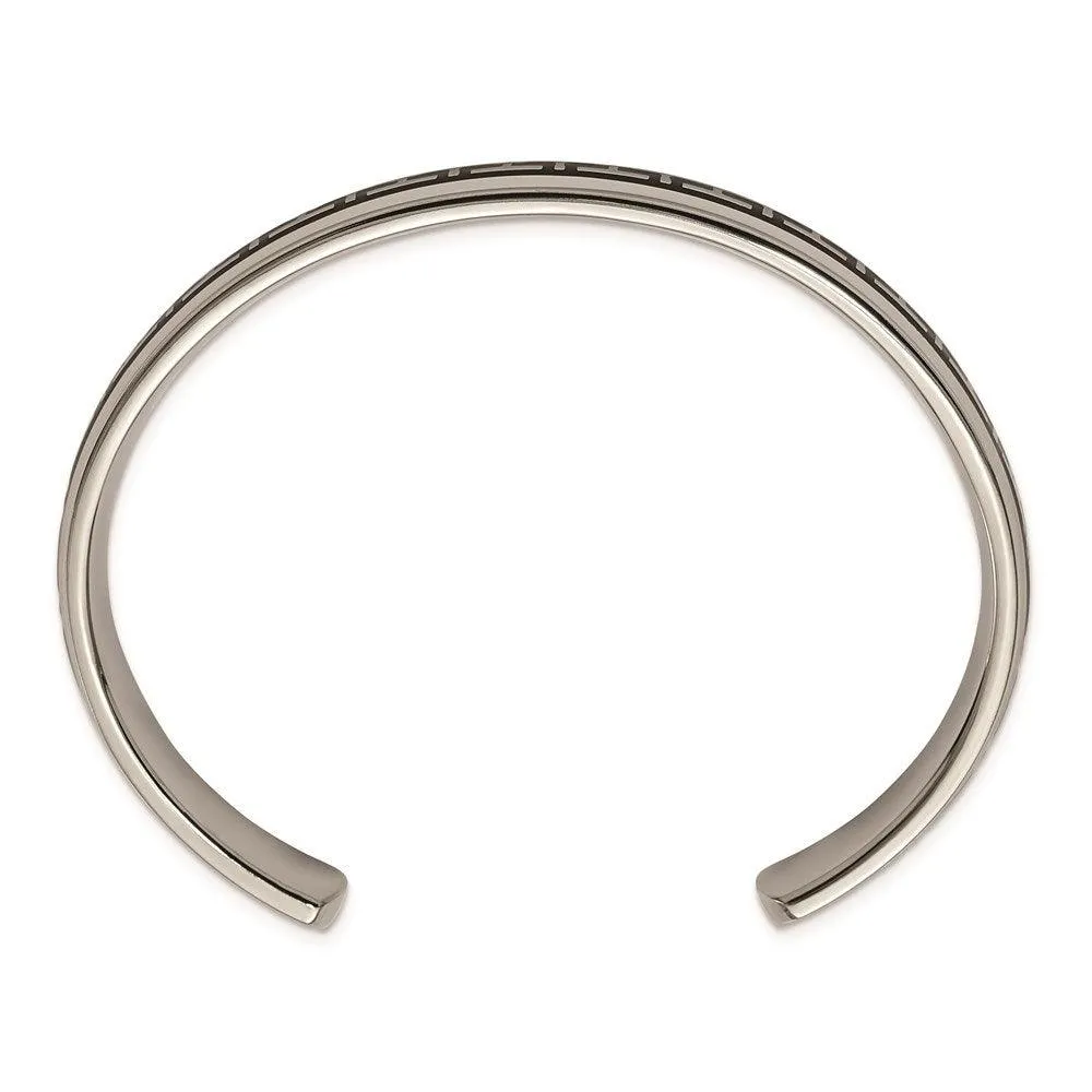 Chisel Jewelry Titanium Black Rubber Design Cuff Bangle