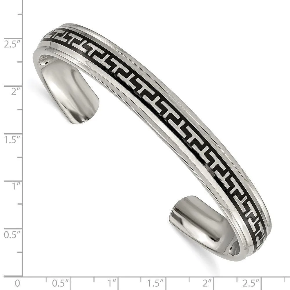 Chisel Jewelry Titanium Black Rubber Design Cuff Bangle
