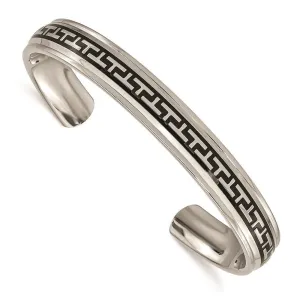 Chisel Jewelry Titanium Black Rubber Design Cuff Bangle
