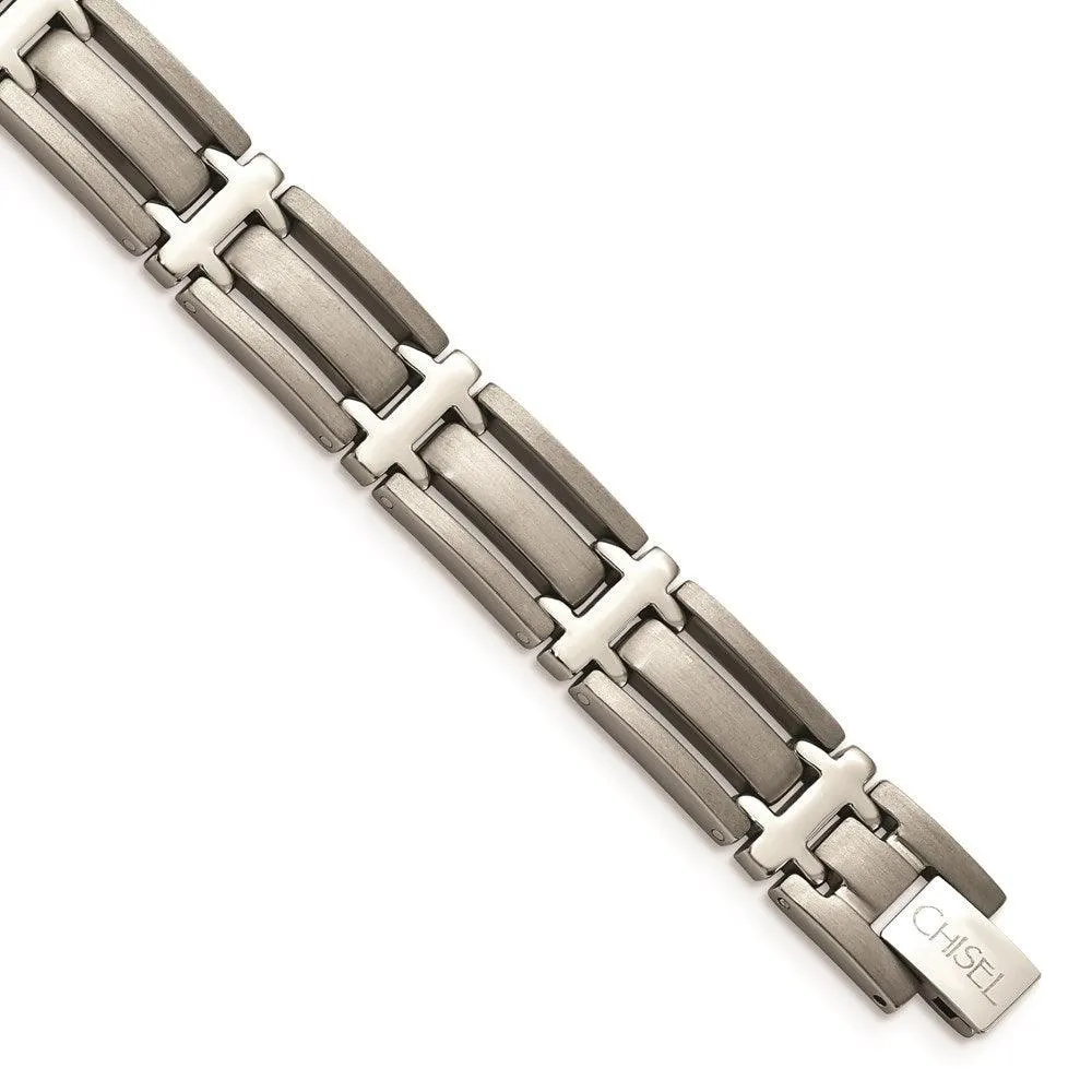 Chisel Jewelry Titanium Brushed and Polished 8.75in Bracelet