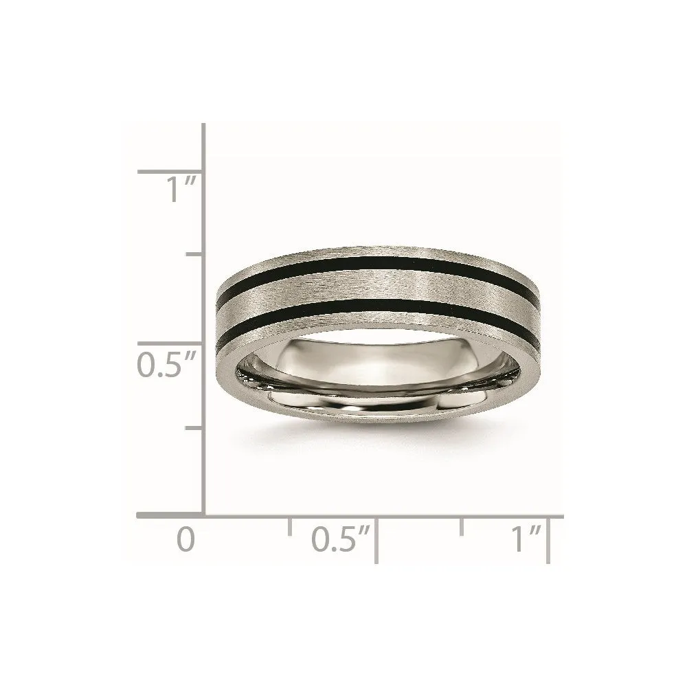Chisel Jewelry Titanium Brushed Enameled Flat 6mm Band | TB344
