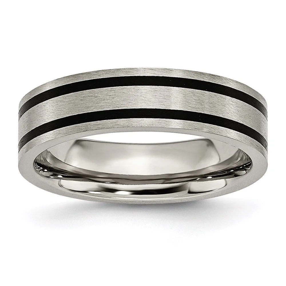 Chisel Jewelry Titanium Brushed Enameled Flat 6mm Band | TB344