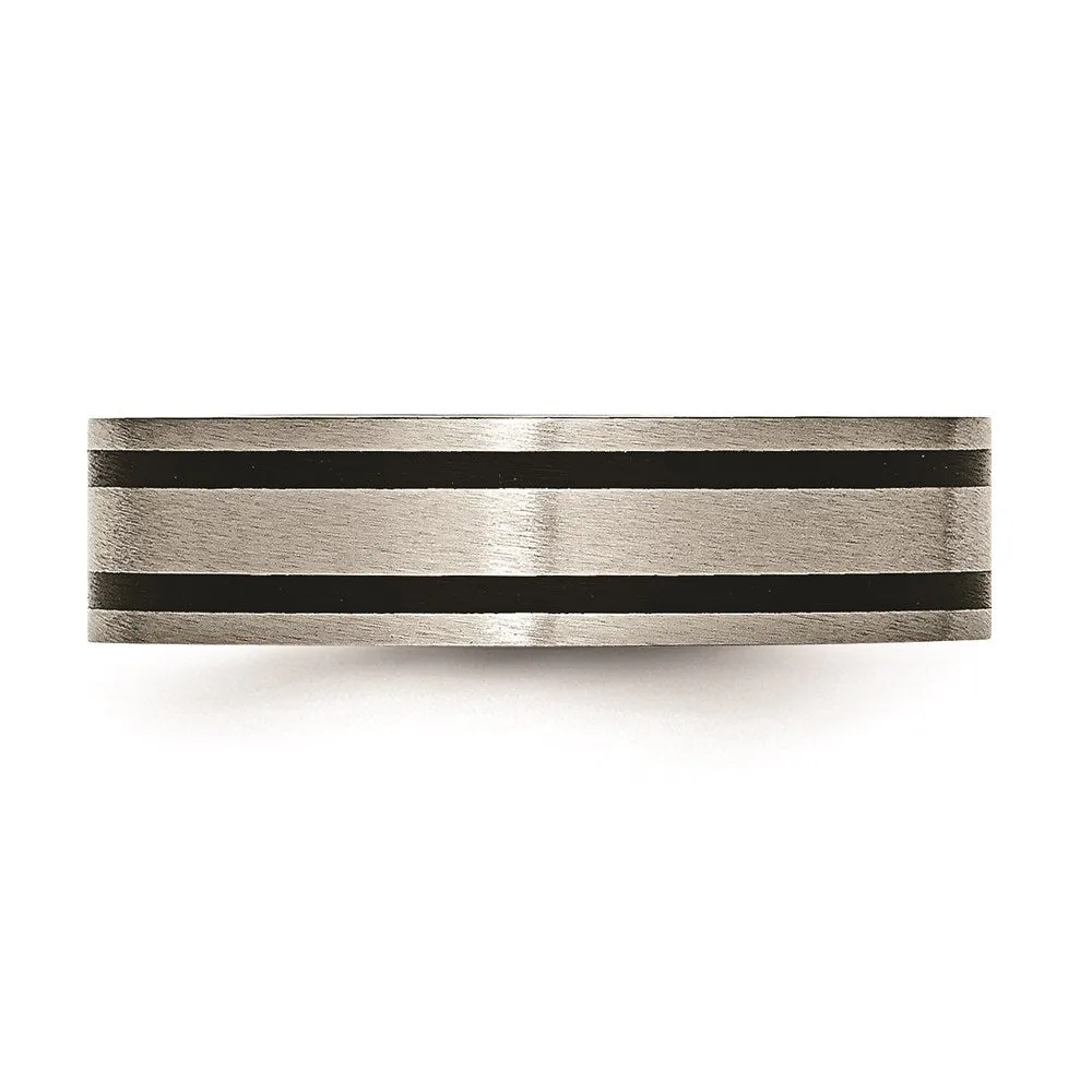 Chisel Jewelry Titanium Brushed Enameled Flat 6mm Band | TB344