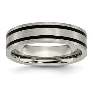 Chisel Jewelry Titanium Brushed Enameled Flat 6mm Band | TB344