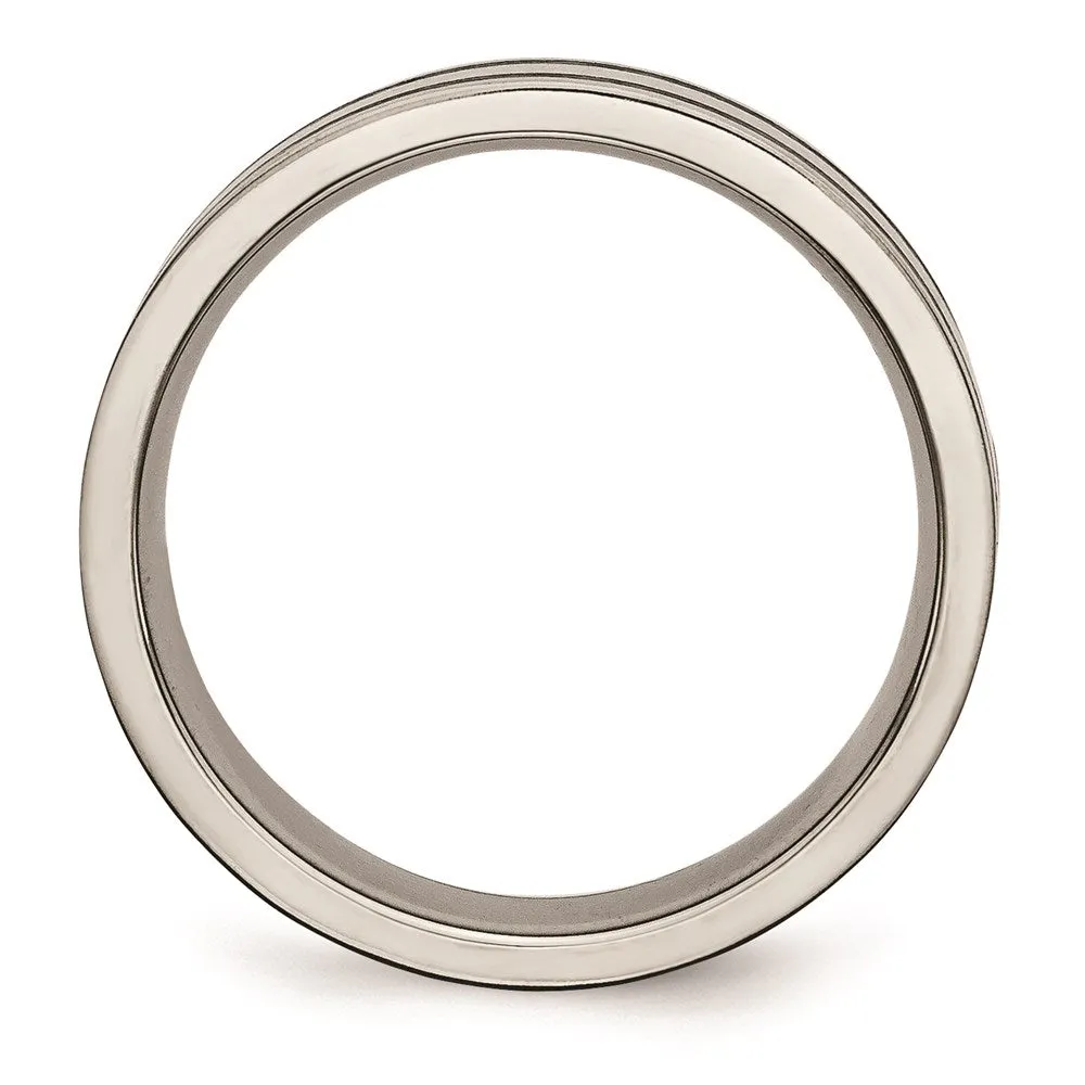 Chisel Jewelry Titanium Brushed Enameled Flat 6mm Band | TB344