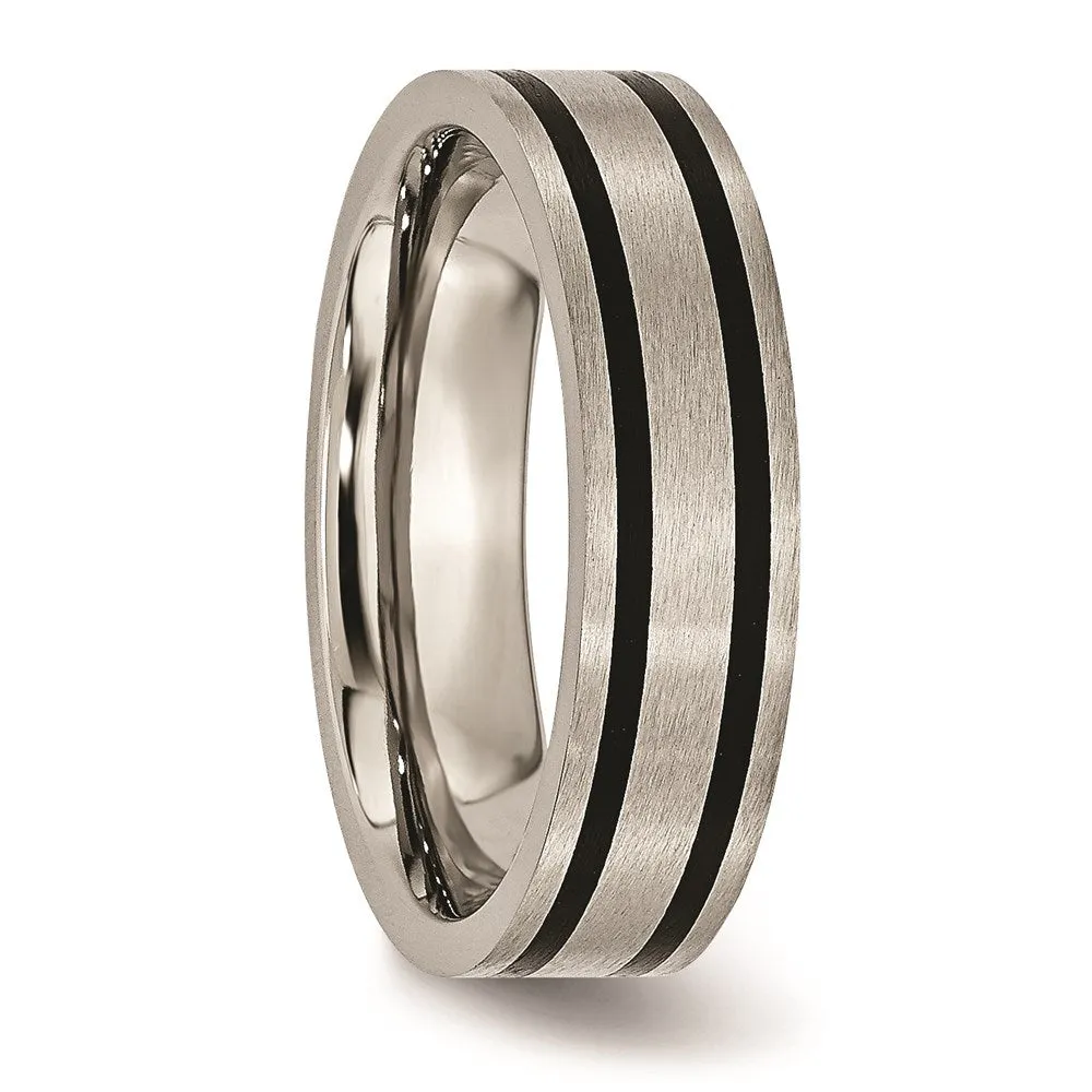 Chisel Jewelry Titanium Brushed Enameled Flat 6mm Band | TB344