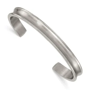 Chisel Jewelry Titanium Brushed with Polished Edge 6.5mm Cuff Bangle