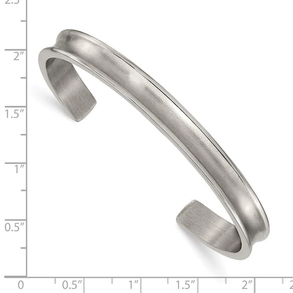 Chisel Jewelry Titanium Brushed with Polished Edge 6.5mm Cuff Bangle