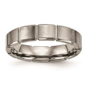 Chisel Jewelry Titanium Brushed/Polished Grooved Ring | TB486
