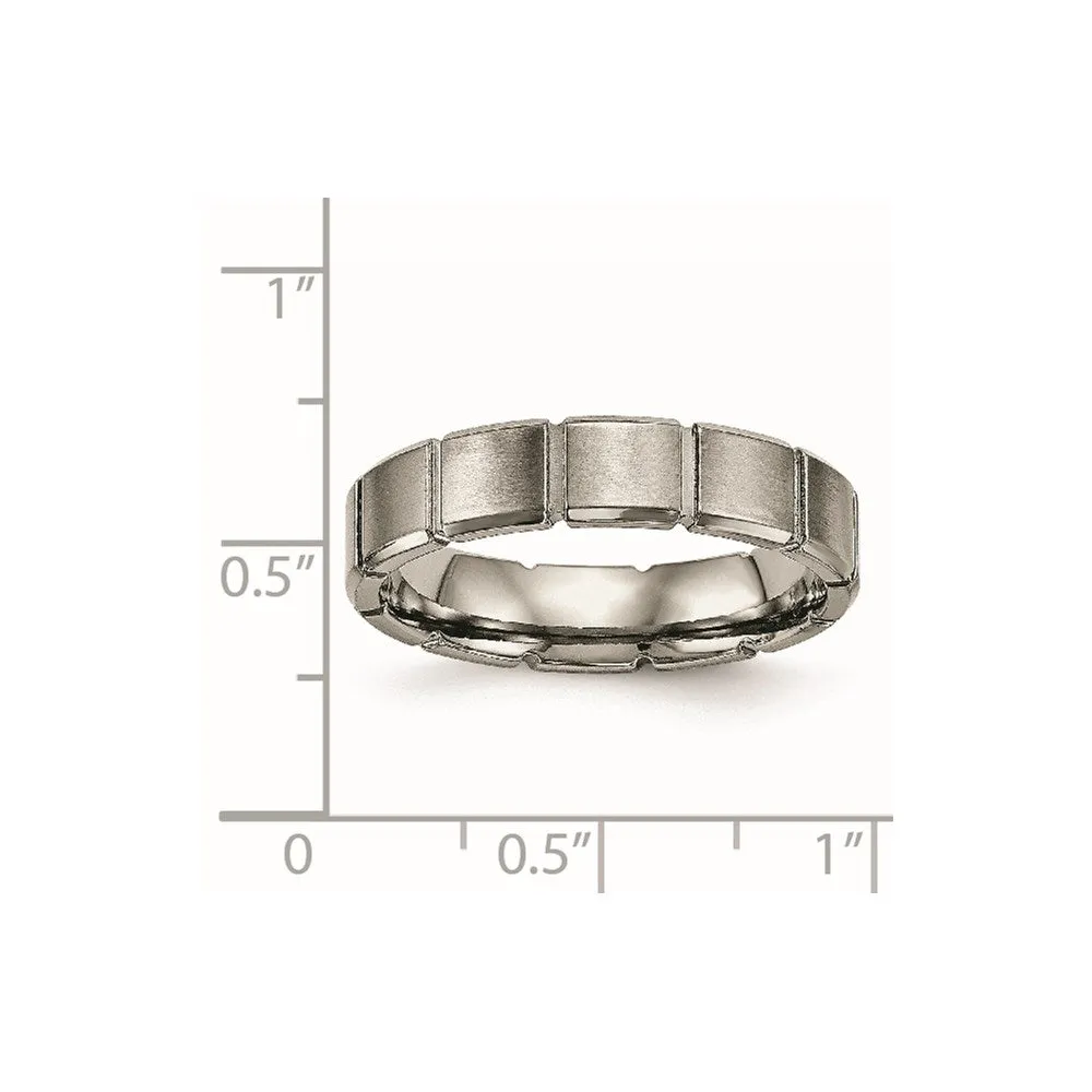 Chisel Jewelry Titanium Brushed/Polished Grooved Ring | TB486
