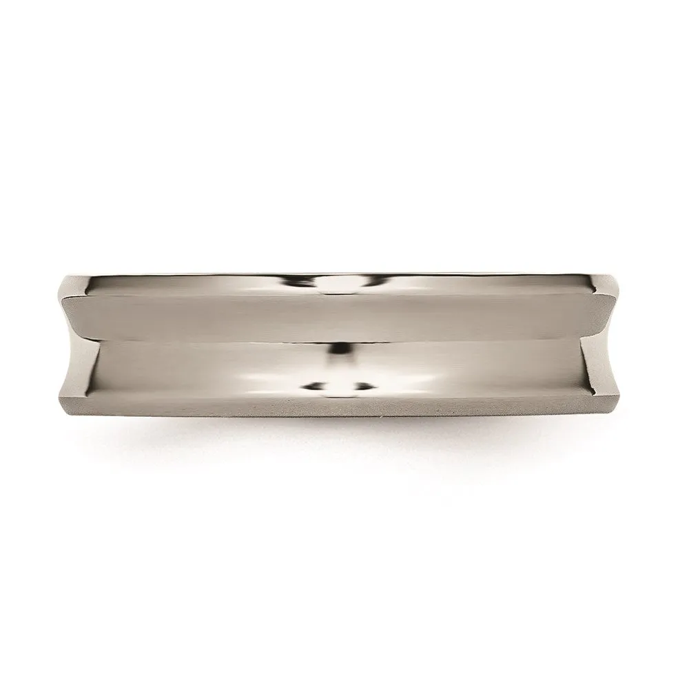 Chisel Jewelry Titanium Concave 6mm Polished Beveled Edge Band | TB44