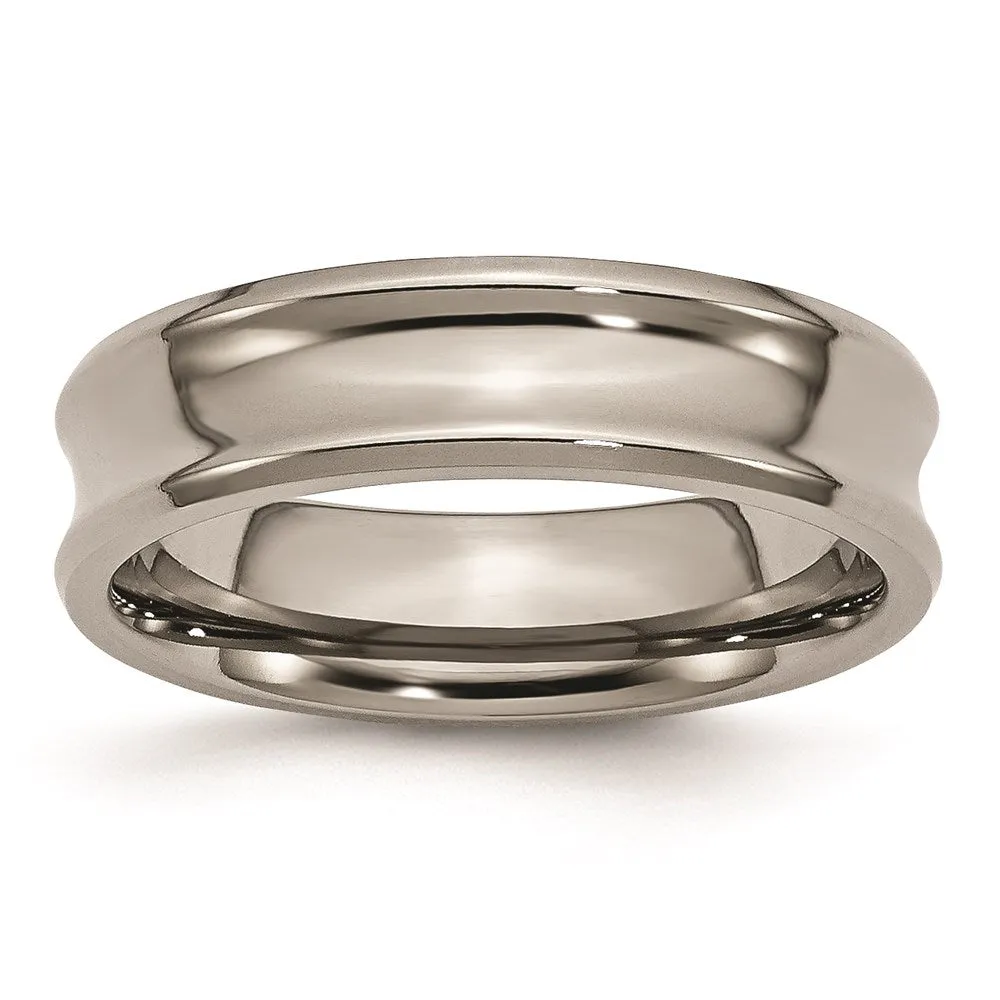 Chisel Jewelry Titanium Concave 6mm Polished Beveled Edge Band | TB44