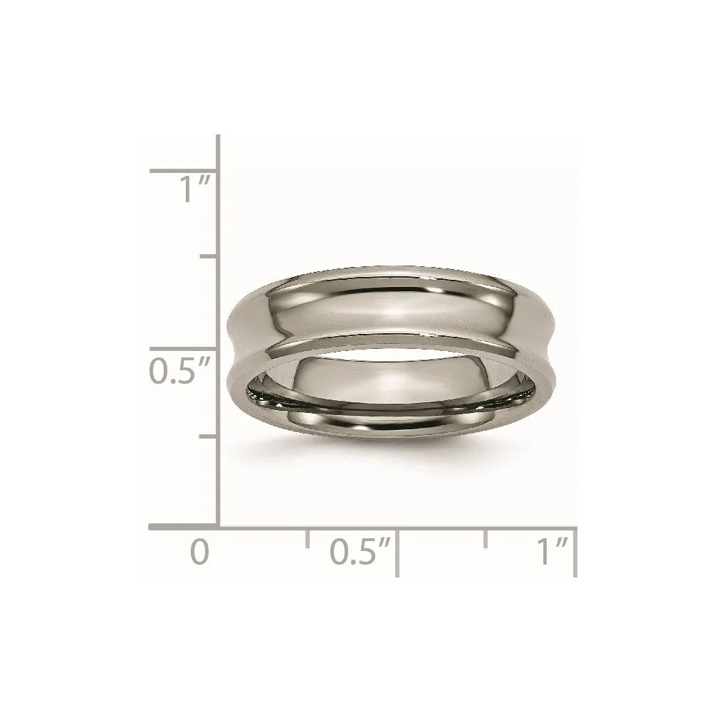 Chisel Jewelry Titanium Concave 6mm Polished Beveled Edge Band | TB44