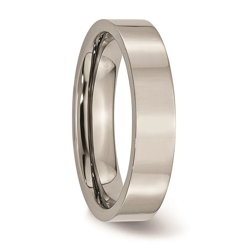 Chisel Jewelry Titanium Flat 5mm Polished Band | TB155