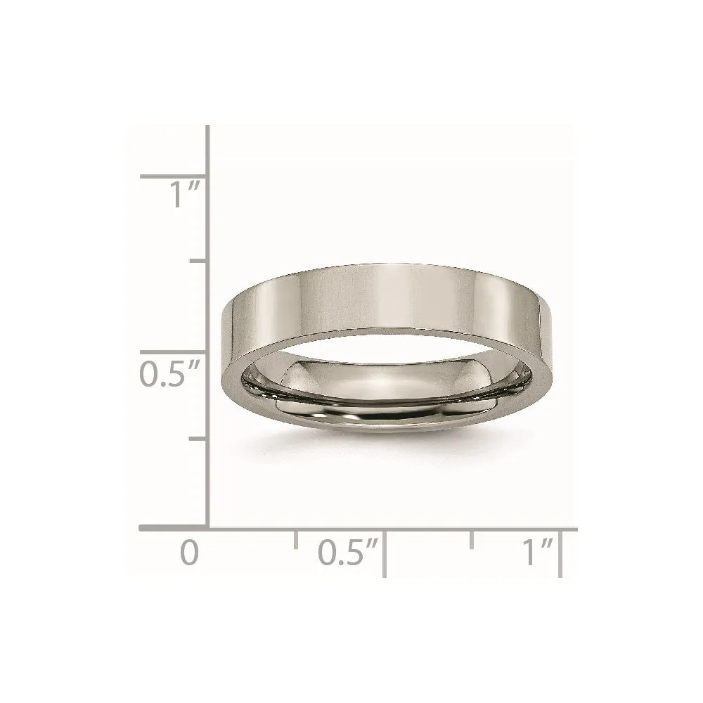 Chisel Jewelry Titanium Flat 5mm Polished Band | TB155