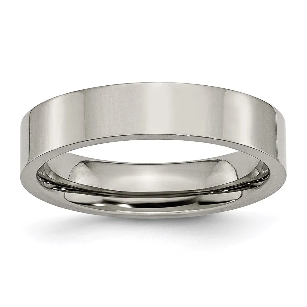 Chisel Jewelry Titanium Flat 5mm Polished Band | TB155