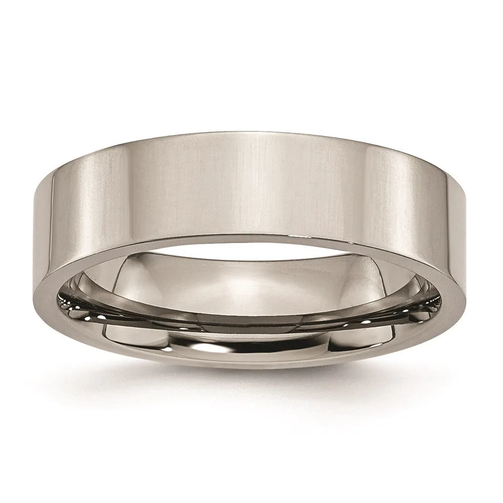 Chisel Jewelry Titanium Flat 6mm Polished Band | TB31