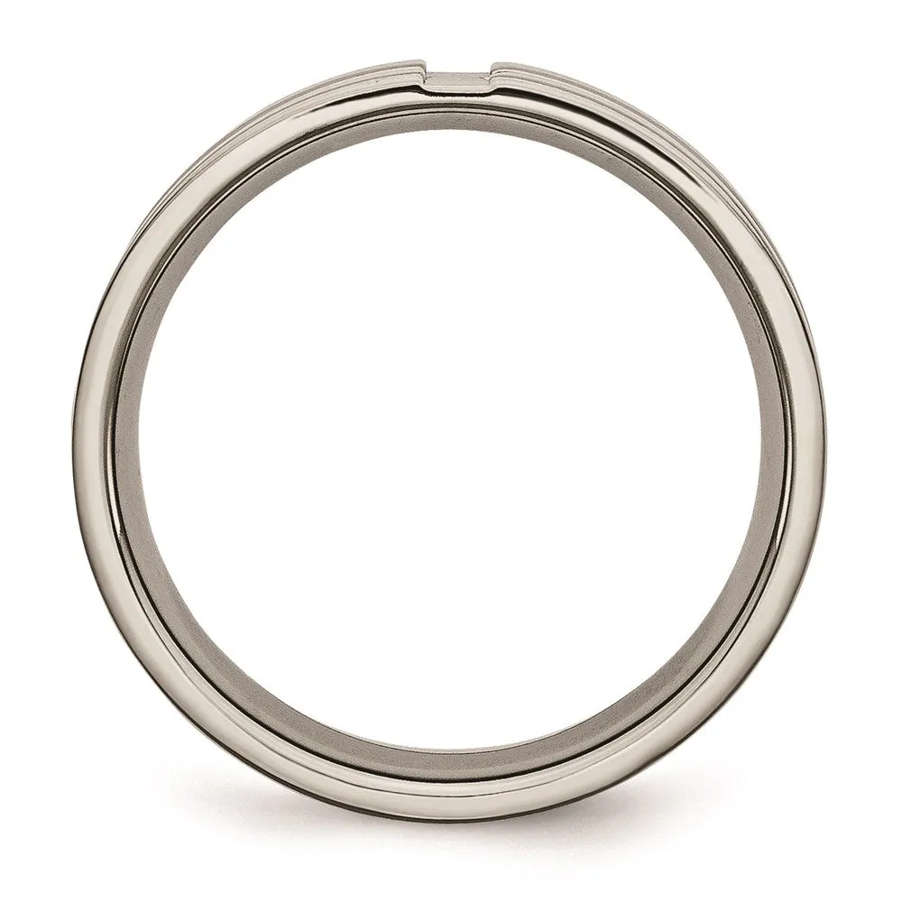 Chisel Jewelry Titanium Grooved 6mm Polished Band | TB165