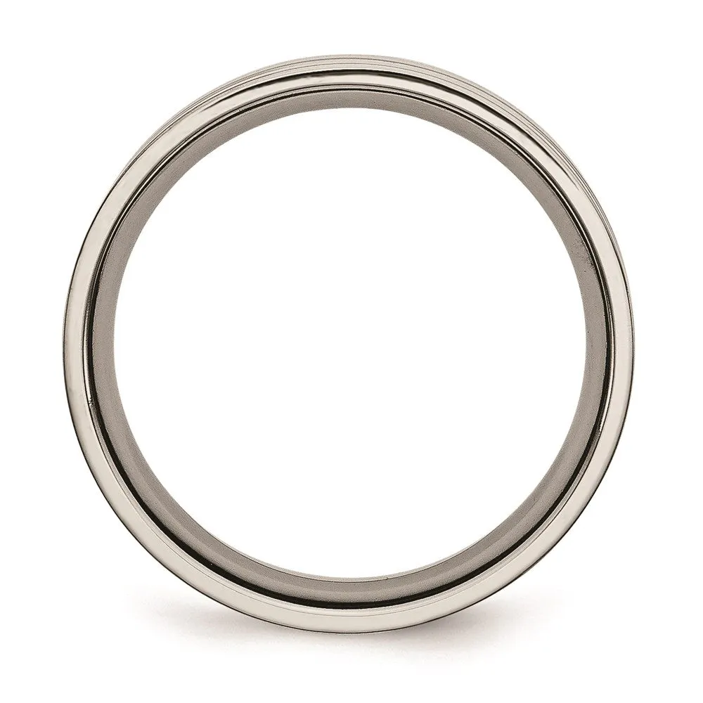 Chisel Jewelry Titanium Grooved 6mm Polished Band | TB170